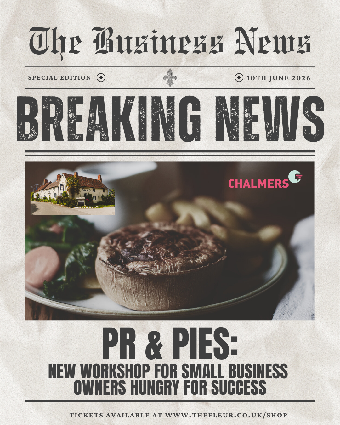 PR and Pies workshop, Fleur de Lys, Chalmers News PR